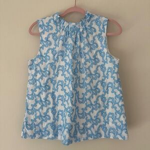 Lilly Pulitzer Size S Dahliana Embroidered Sleeveless Top Blue/White